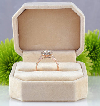 1.20ct Round Brilliant Diamond Halo Moissanite Engagement Ring