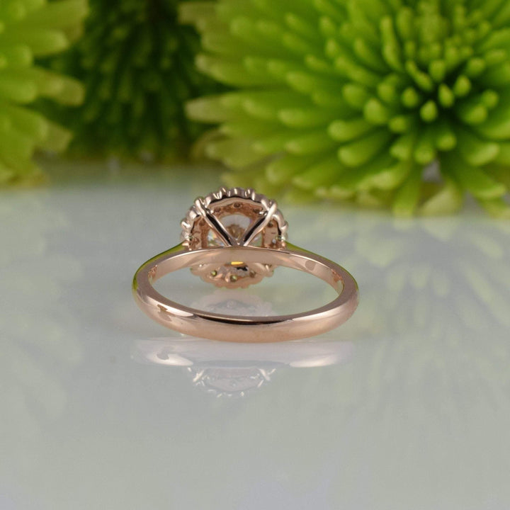 1.20ct Round Brilliant Diamond Halo Moissanite Engagement Ring