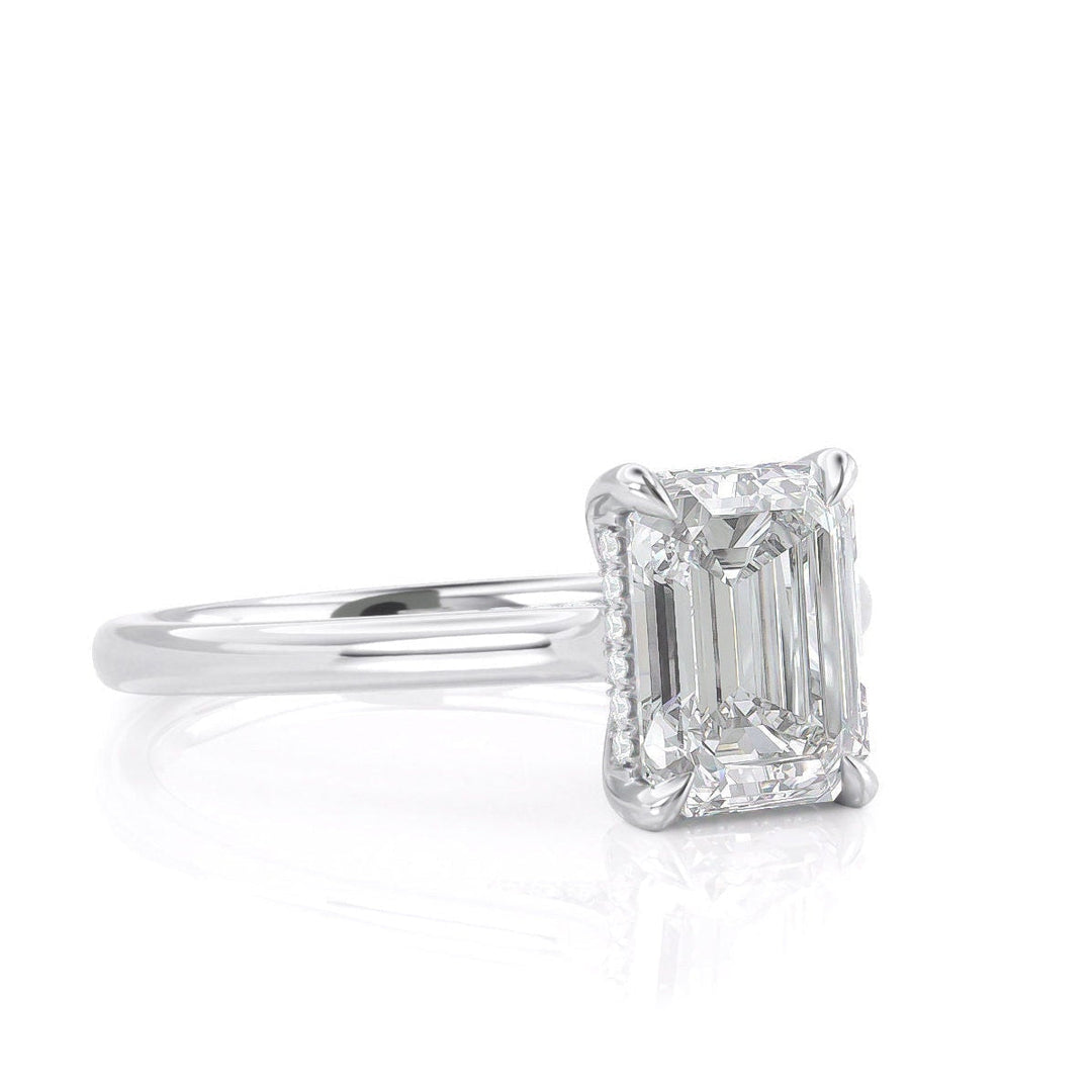 1.50CT Elongated Emerald Cut Moissanite Cathedral Setting Engagement Ring