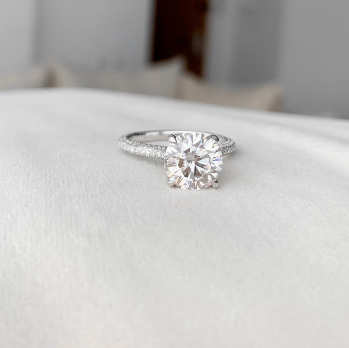 2.5 CT Round cut Hidden Halo Moissanite Engagement Ring