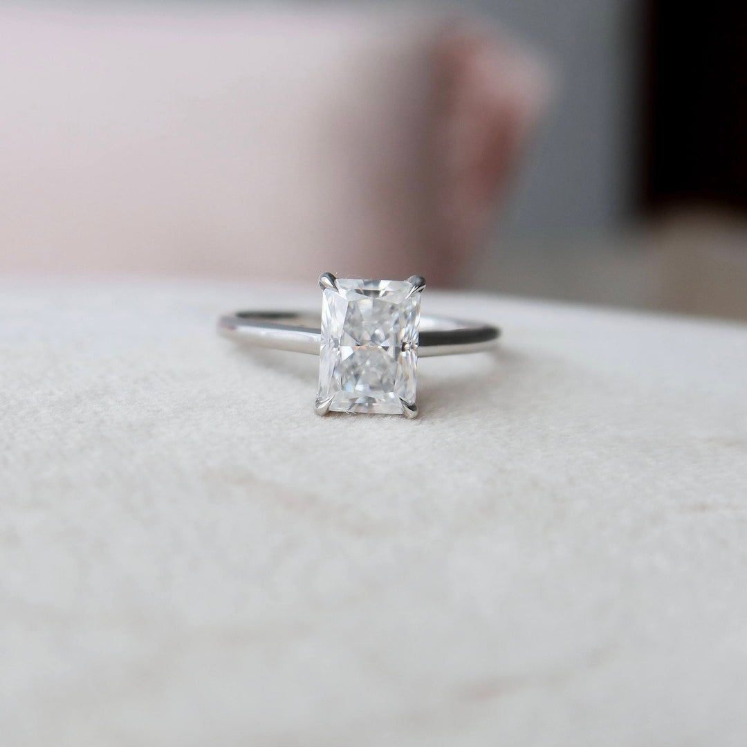 2.0CT Radiant Cut Hidden Halo Moissanite Diamond Engagement Ring