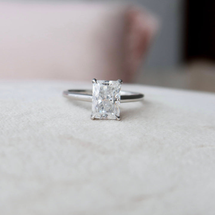 3.0CT Radiant Cut Hidden Halo Moissanite Diamond Engagement Ring