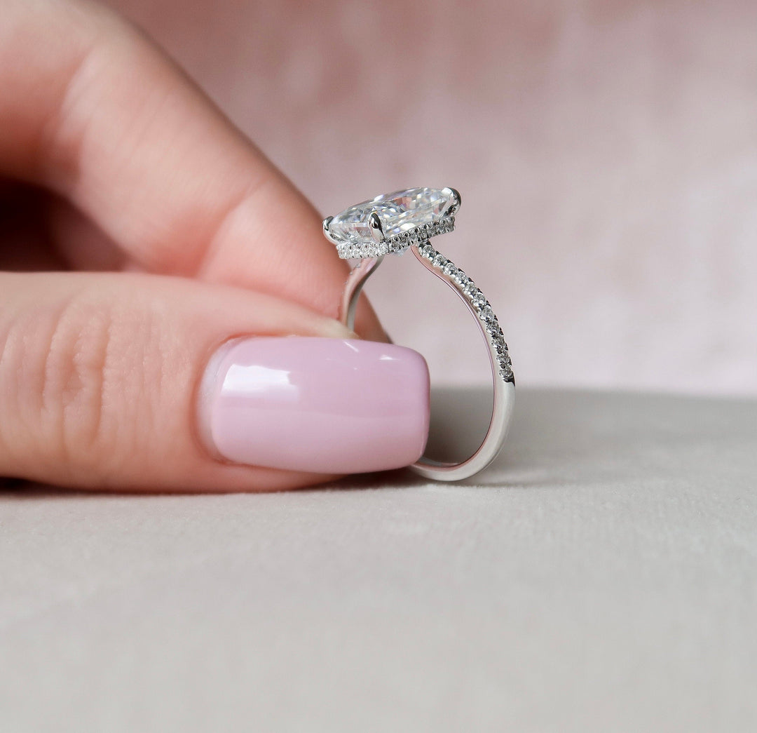 3.50CT Radiant Cut Moissanite Hidden Halo Engagement Ring