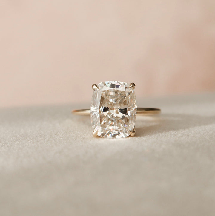 6 CT Cushion Cut  Hidden Halo  Moissanite Engagement Ring