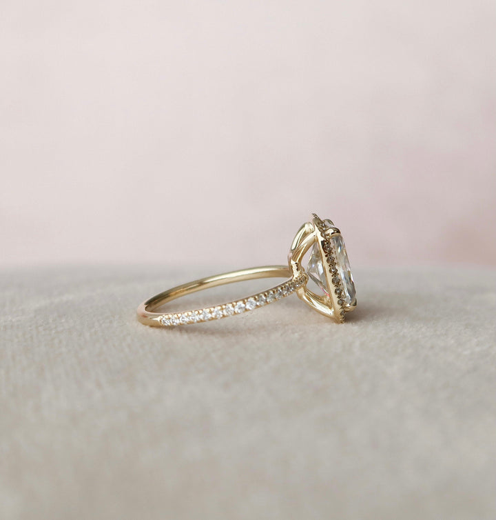 3.50CT Radiant Cut Halo Moissanite Engagement Ring