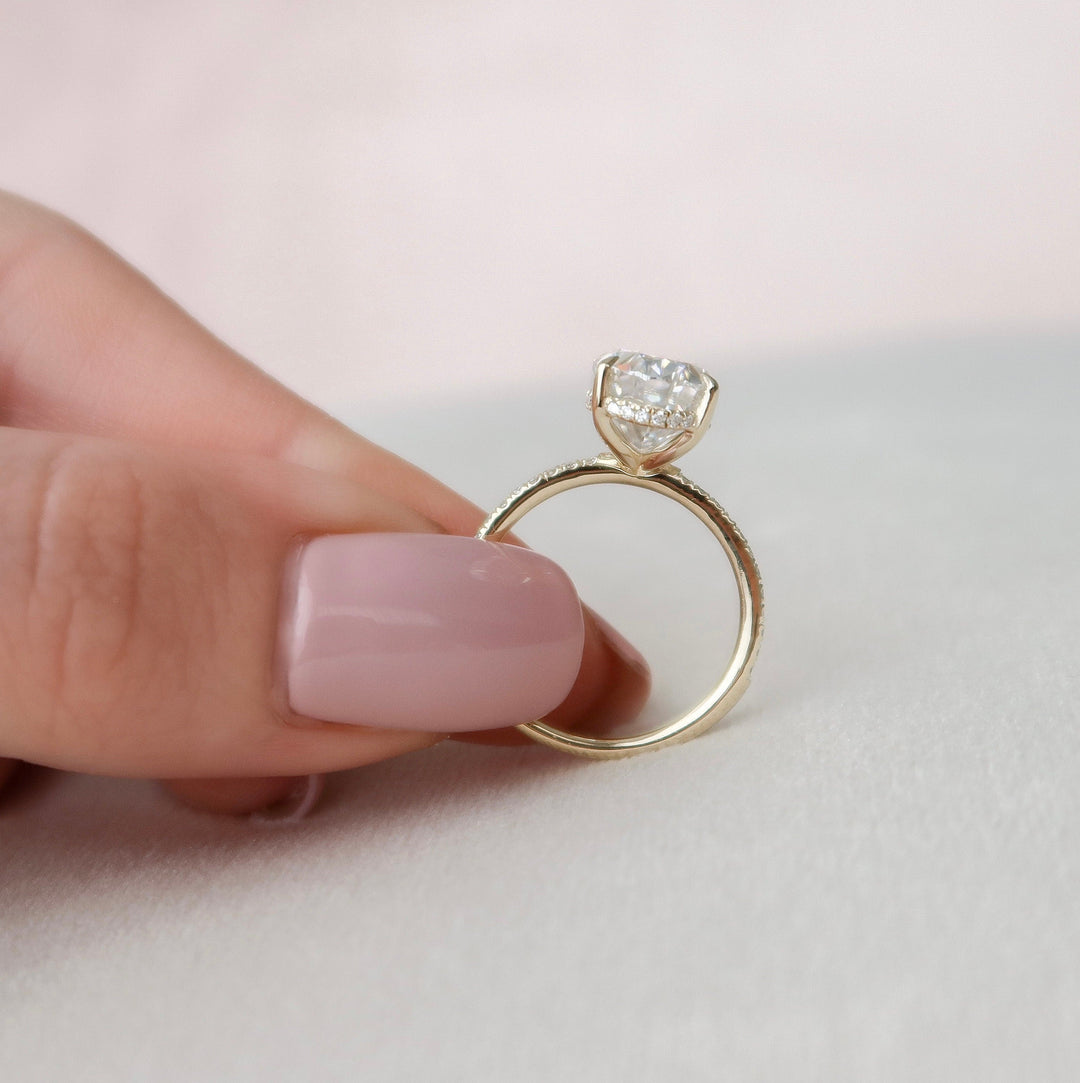 3.50CT Oval Cut Moissanite Hidden Halo Engagement Ring