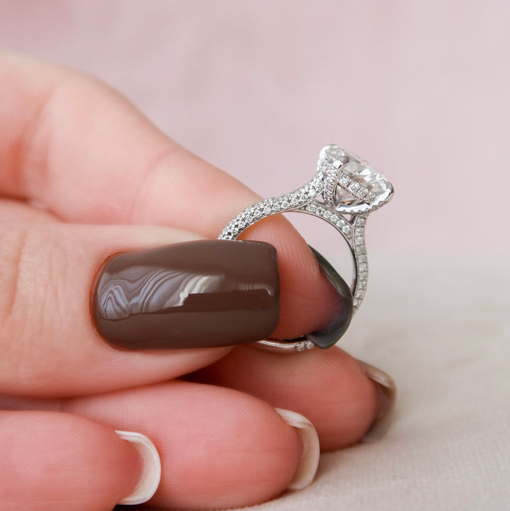 2.50CT Round Cut Hidden Halo Moissanite Diamond Engagement Ring