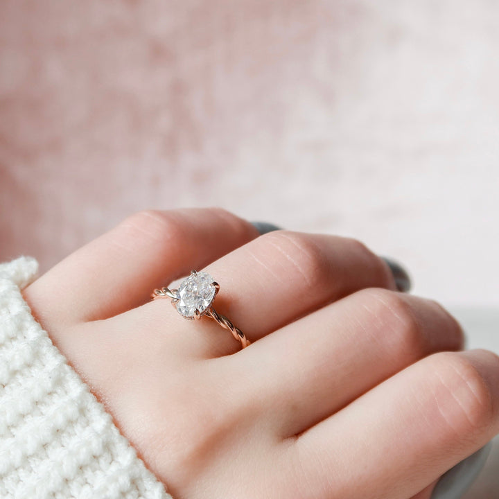 1.50 CT Oval cut Braided Moissanite Diamond Engagement Ring