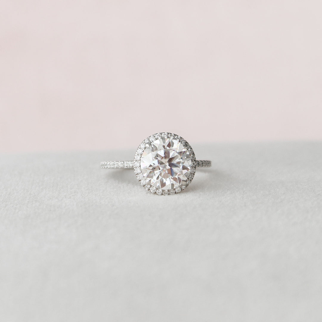 3 CT Round cut Halo Moissanite Engagement Ring