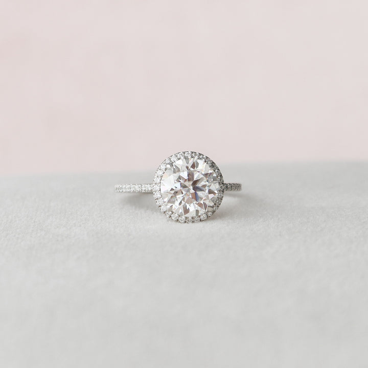 3 CT Round cut Halo Moissanite Engagement Ring