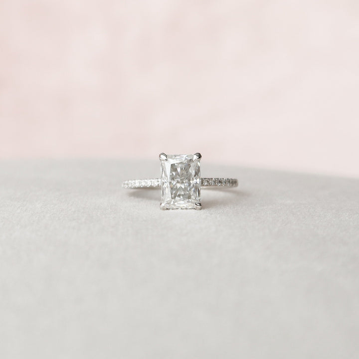 2.0CT Radiant Cut Moissanite Hidden Halo Engagement Ring