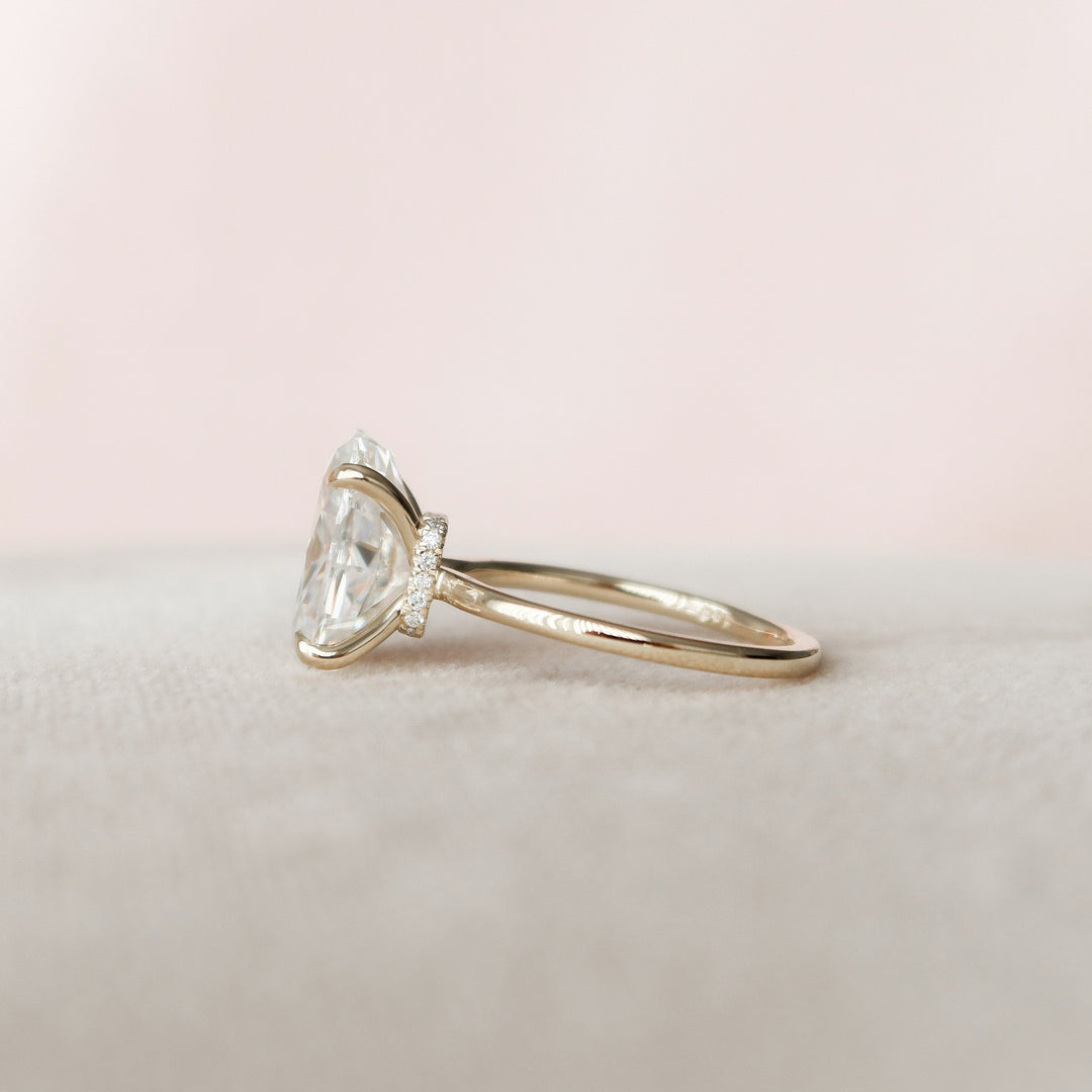 4.0CT Oval Cut Moissanite Hidden Halo Engagement Ring