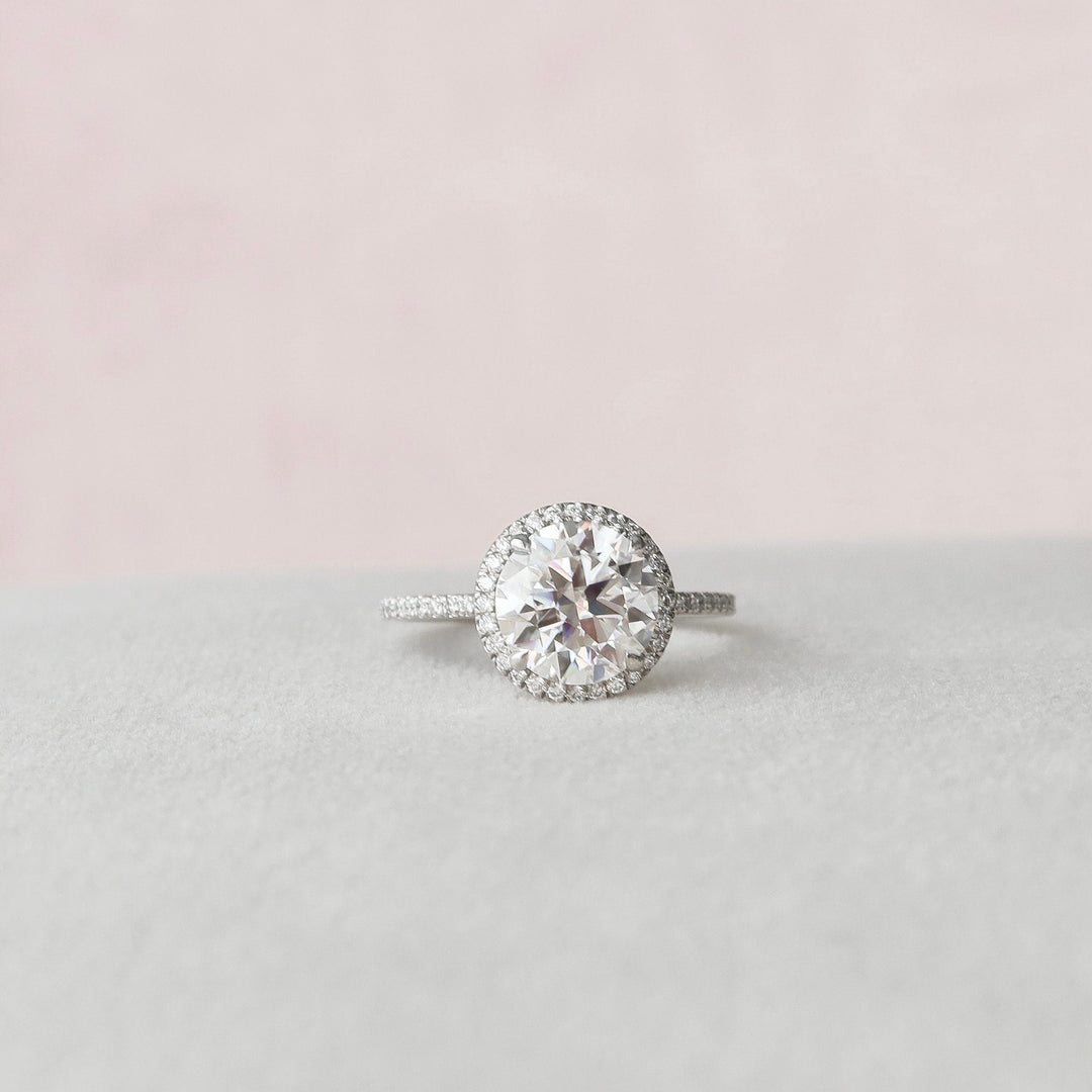 3 CT Round cut Halo Moissanite Engagement Ring