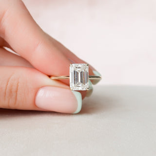 4.0CT Emerald Cut Moissanite Hidden Halo Engagement Ring