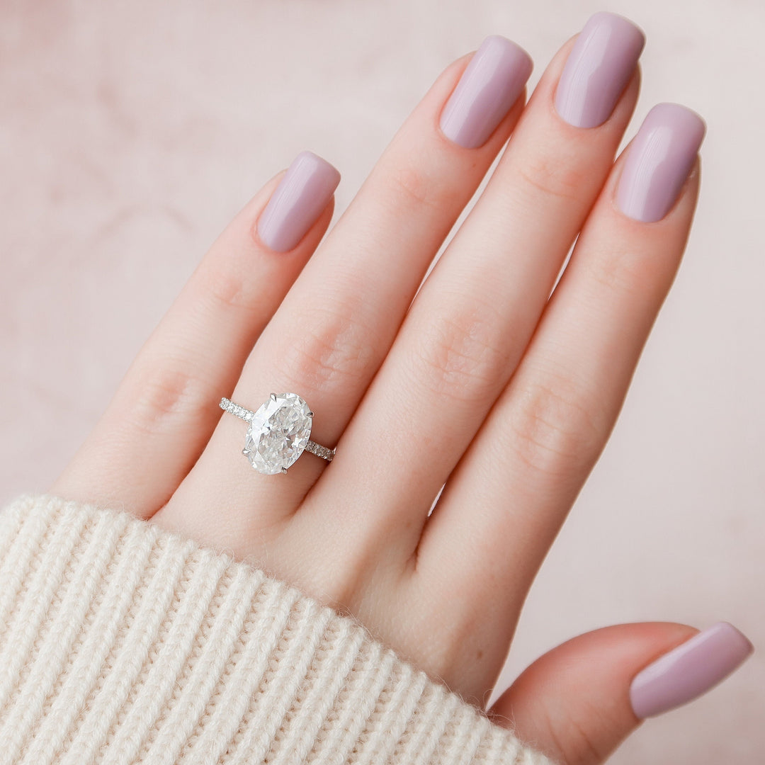 3.0CT Oval Cut Hidden Halo Unique Moissanite Engagement Ring