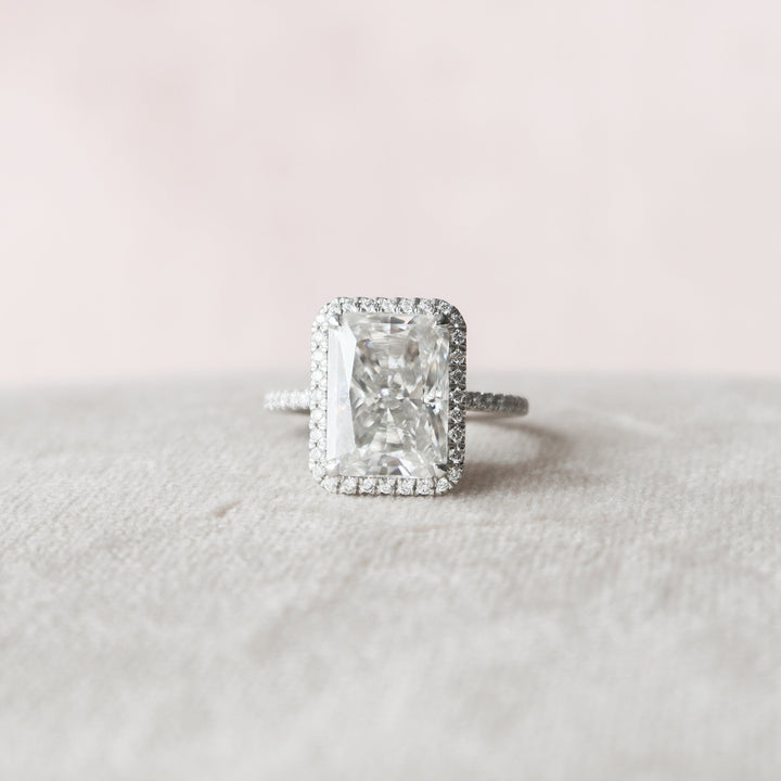 5 CT Radiant Cut Halo Moissanite Engagement Ring