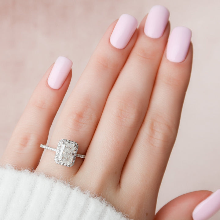 5 CT Radiant Cut Halo Moissanite Engagement Ring