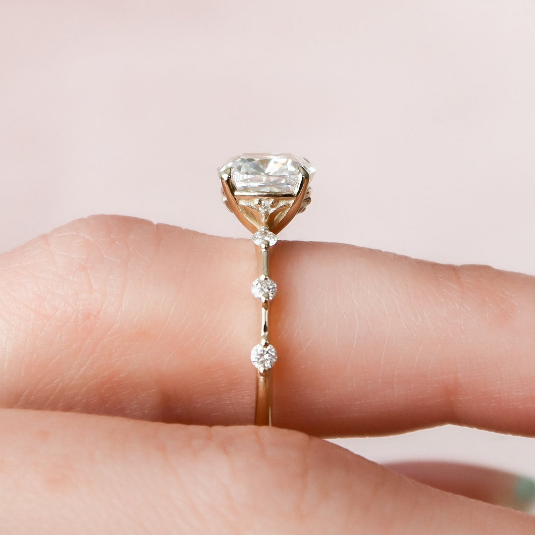 2.0CT Cushion Cut Moissanite Hidden Halo Diamond Engagement Ring