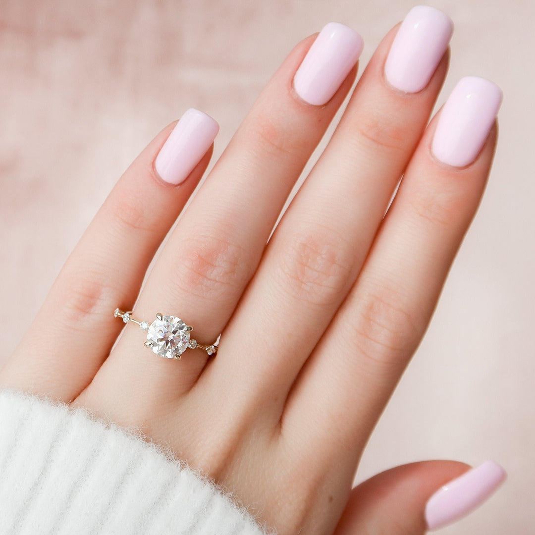 2.0CT Round Cut Moissanite Hidden Halo Engagement Ring