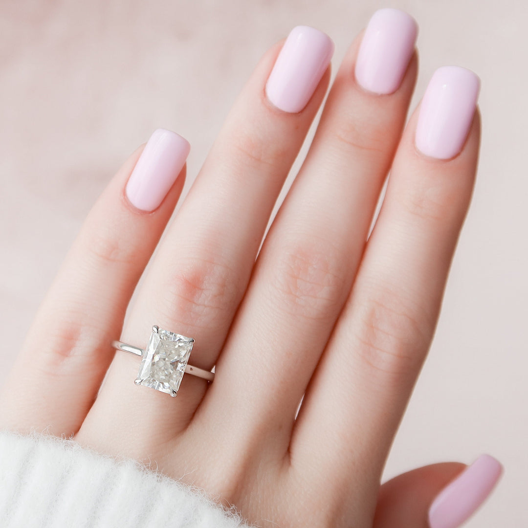 4.0CT Radiant Cut Hidden Halo Moissanite Engagement Ring