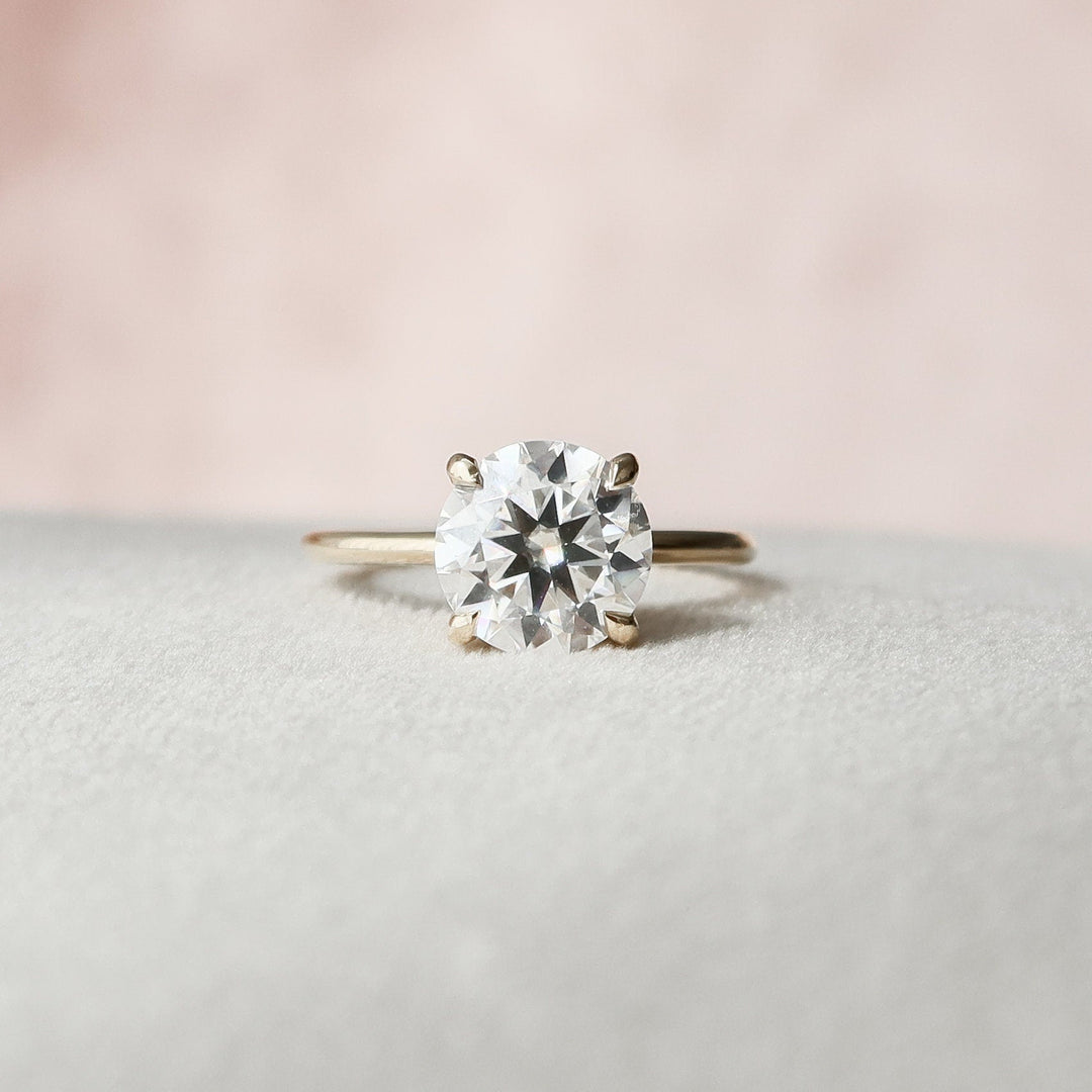 2.0CT Round Cut Hidden Halo Moissanite Engagement Ring