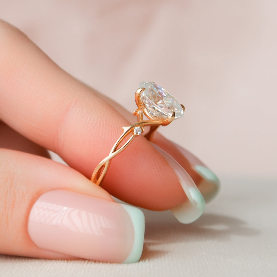 2.0CT Oval Cut Moissanite Branches Engagement Ring