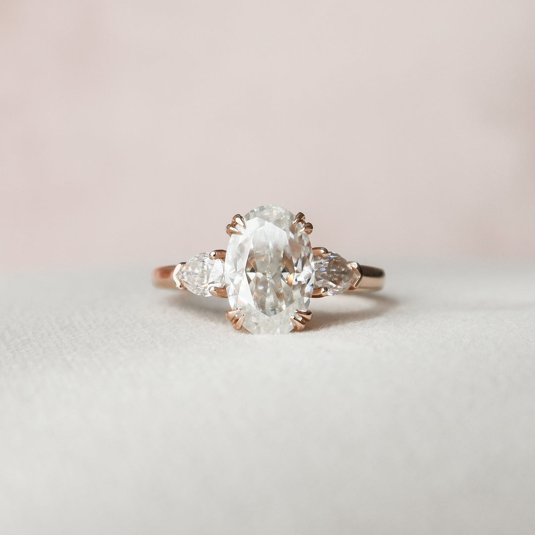 3.5 CT Oval cut Three Stone Moissanite  Diamond Engagement Ring