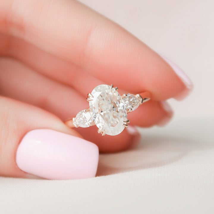 3.5 CT Oval cut Three Stone Moissanite  Diamond Engagement Ring