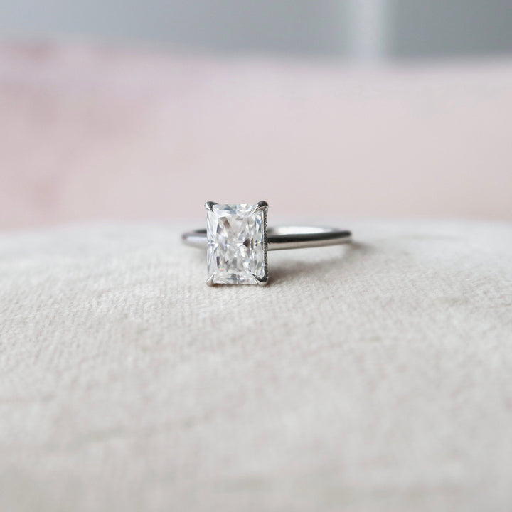 3.0CT Radiant Cut Hidden Halo Moissanite Diamond Engagement Ring