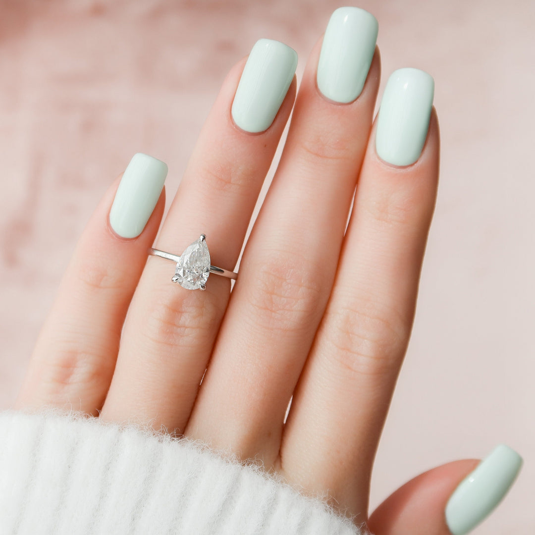 1.50CT Pear Cut Moissanite Hidden Halo Engagement Ring