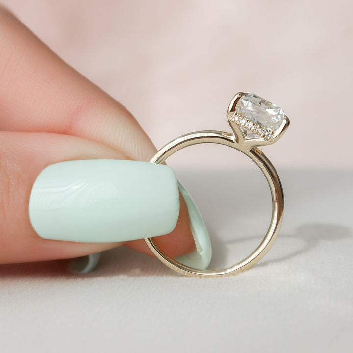 4.0CT Cushion Cut Hidden Halo Moissanite Diamond Engagement Ring