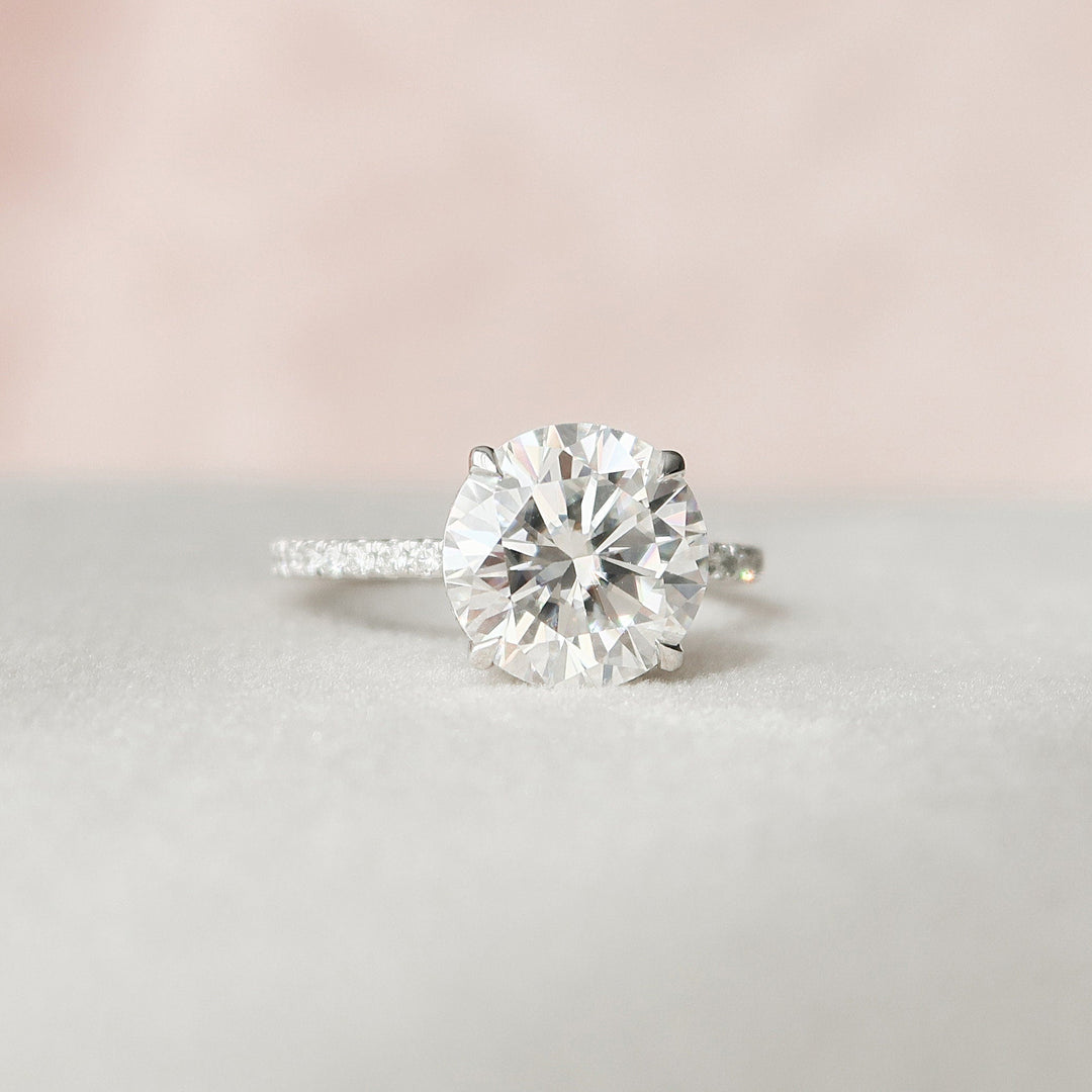 2.50CT Round Cut Hidden Halo Moissanite Engagement Ring