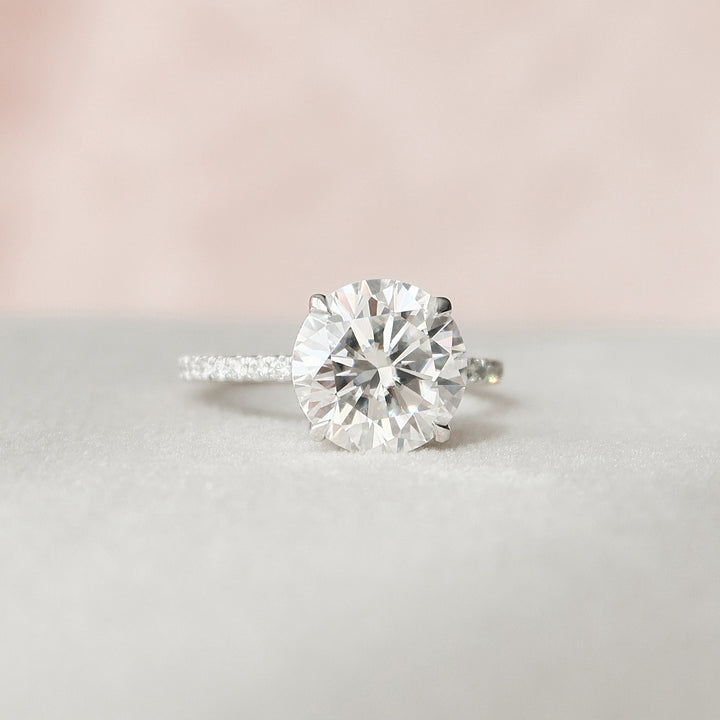 2.50CT Round Cut Hidden Halo Moissanite Engagement Ring