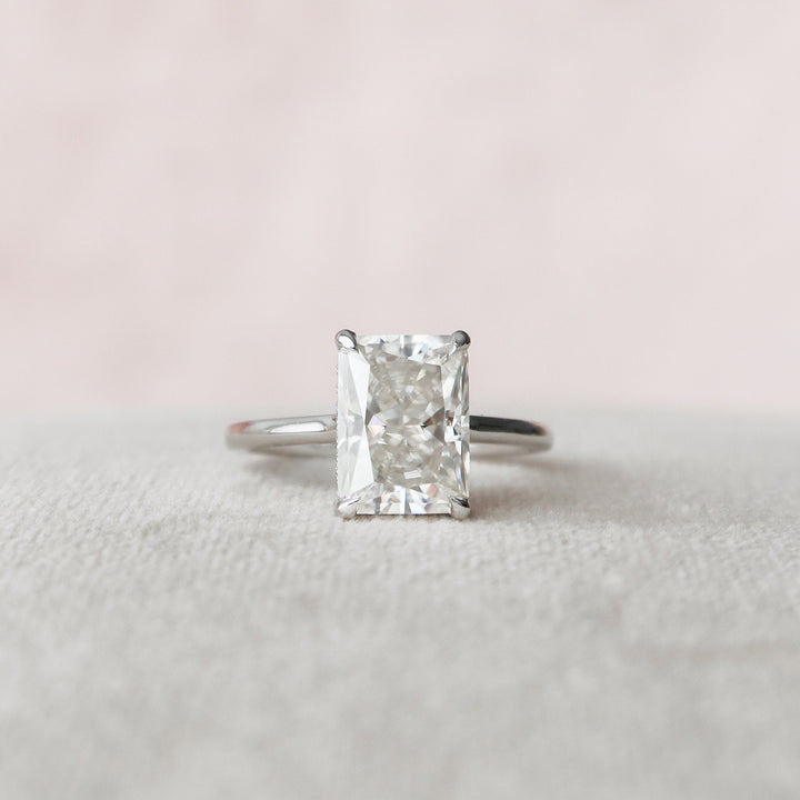 4.0CT Radiant Cut Hidden Halo Moissanite Engagement Ring