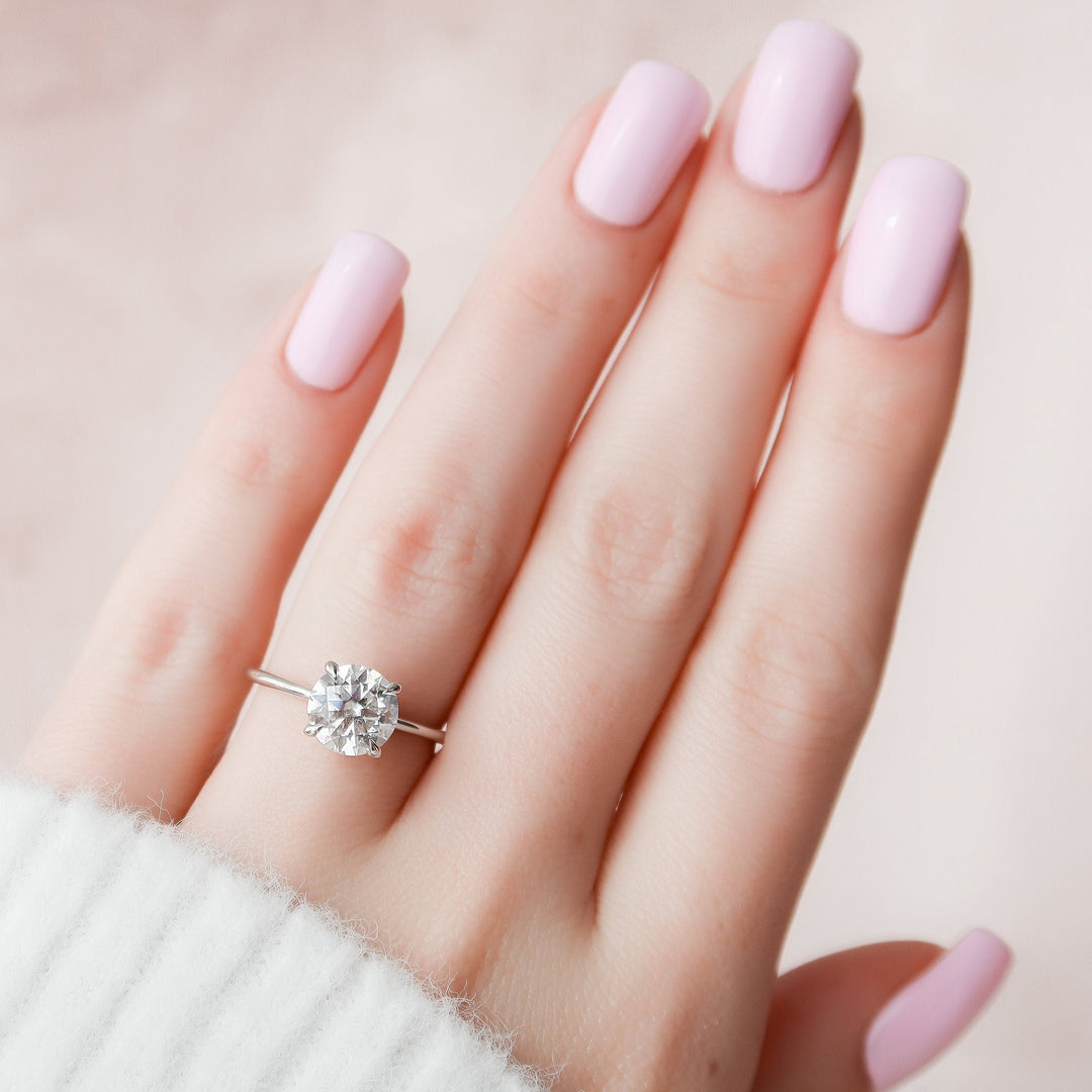 2.0CT Round Cut Hidden Halo Moissanite Engagement Ring