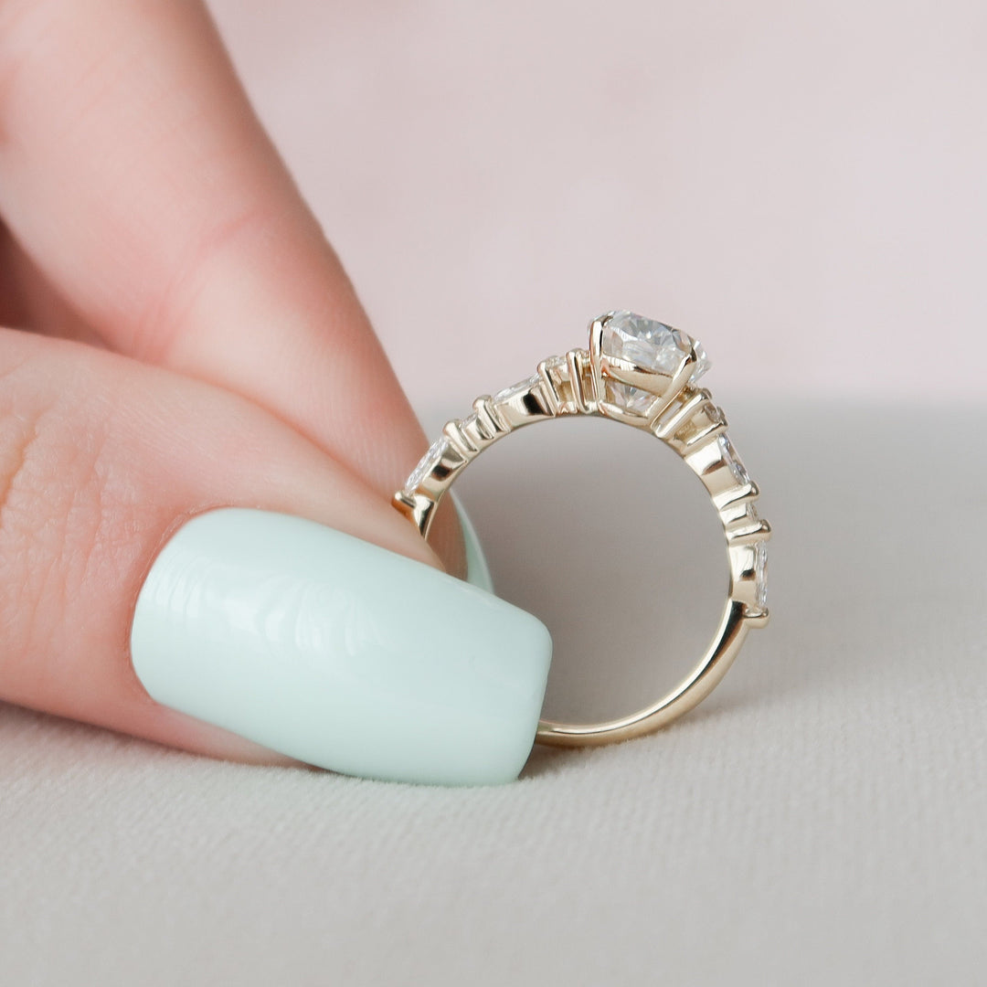 2.0CT Oval Moissanite Diamond Cluster Engagement Ring