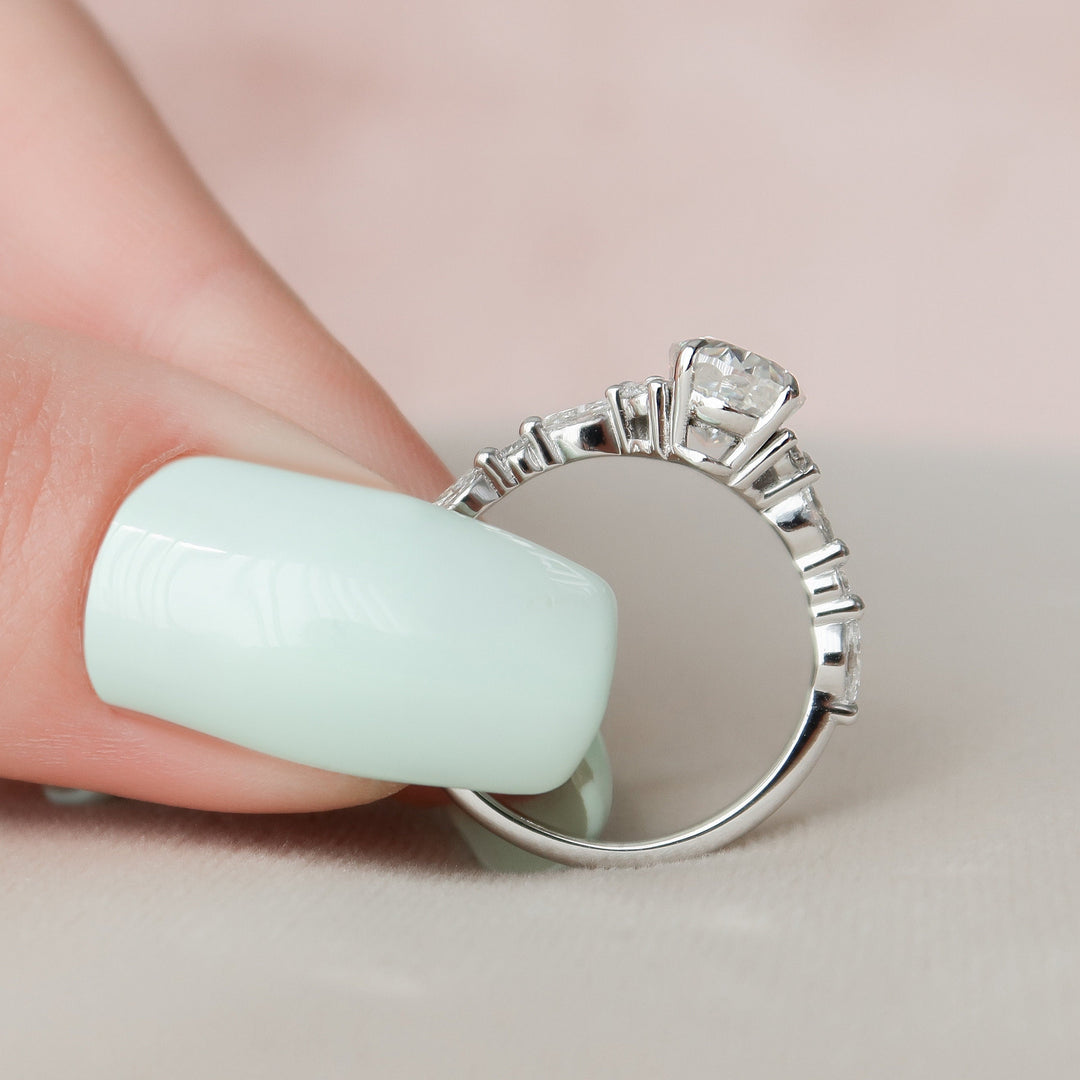 1.50CT Oval Cut Cluster Moissanite Diamond Engagement Ring