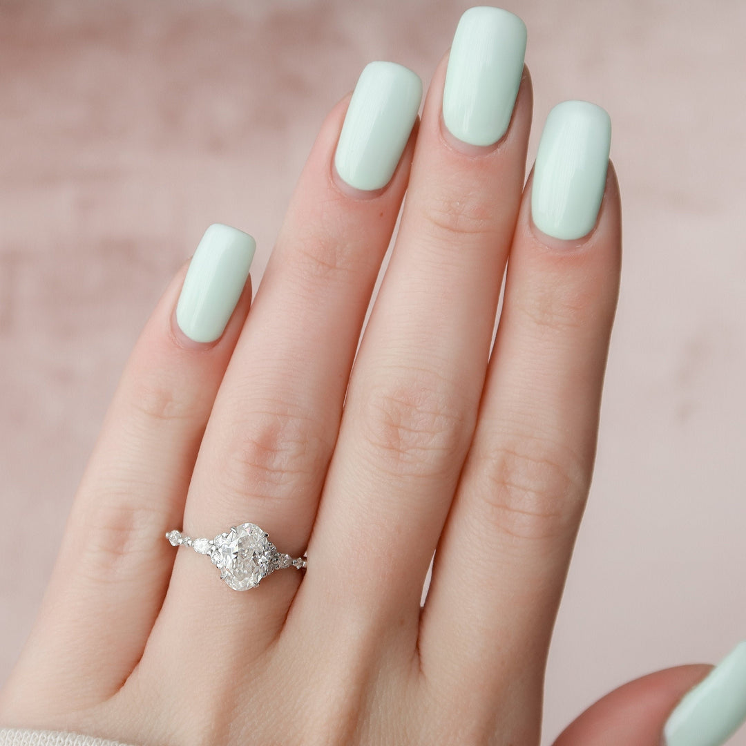 1.5 CT Oval Cut Moissanite Engagement Ring