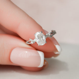 1 CT Oval Cut Twig  Moissanite  Nature Inspired Wedding Ring