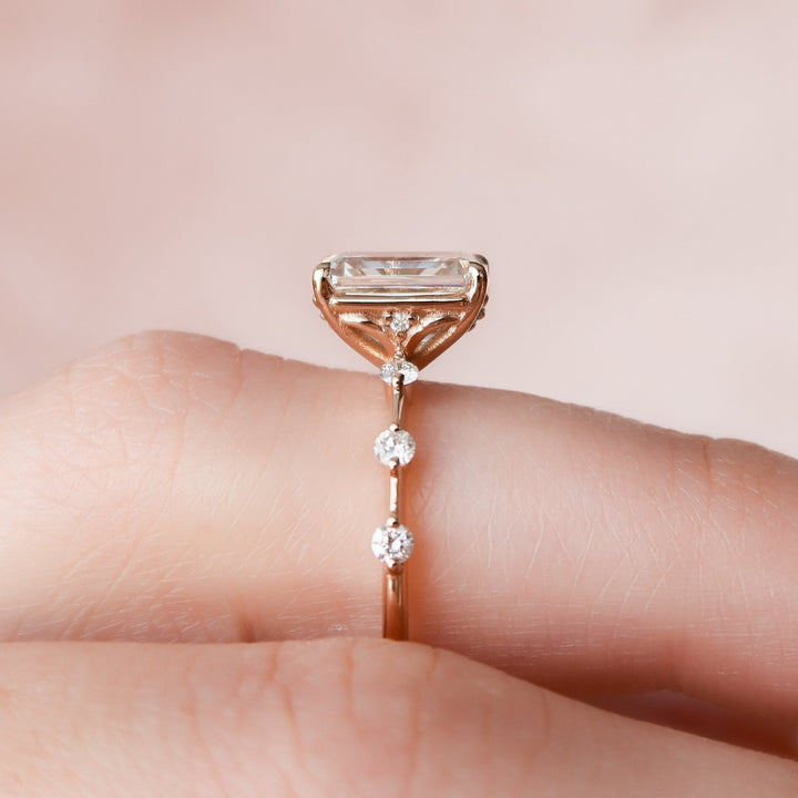 2.0CT Emerald Cut Solitaire Moissanite Engagement Ring