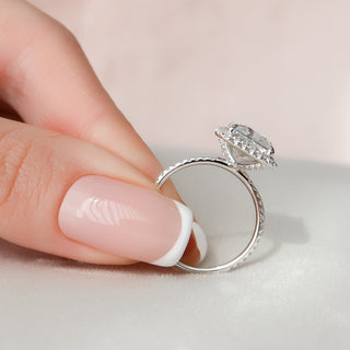 5 CT Radiant Cut Halo Moissanite Engagement Ring