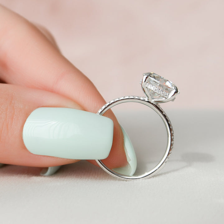 3.50CT Round Cut Moissanite Hidden Halo Engagement Ring