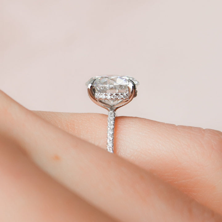 3.50CT Round Cut Moissanite Hidden Halo Engagement Ring