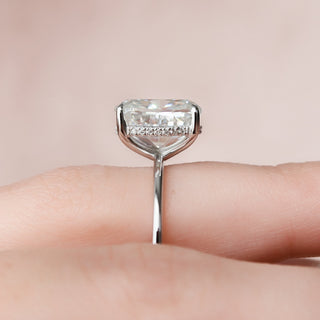6.0CT Cushion Cut Hidden Halo Moissanite Engagement Ring