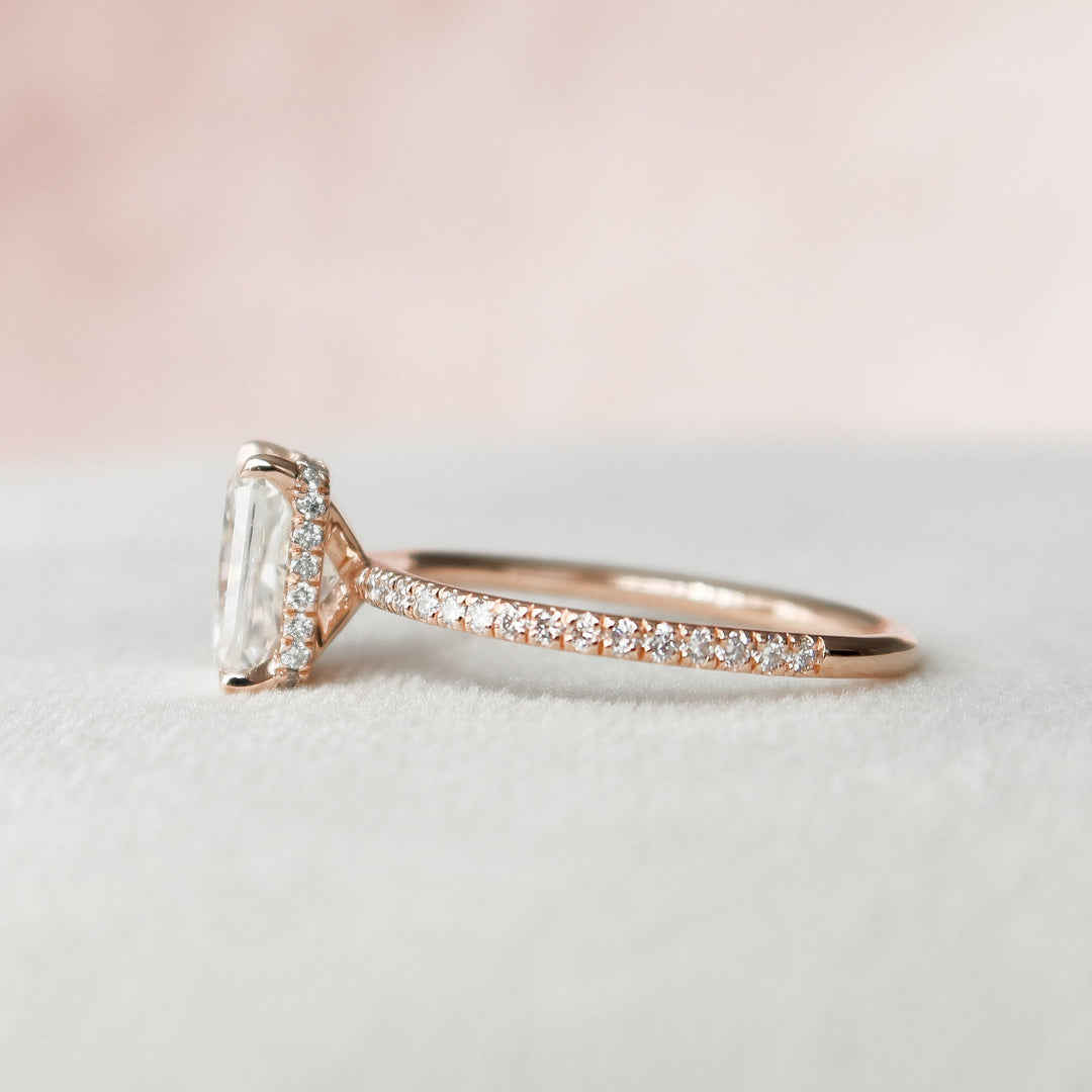 2.0CT Radiant Cut Hidden Halo Moissanite Diamond Engagement Ring