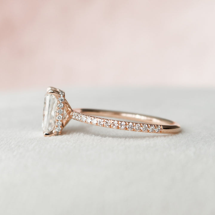 2.0CT Radiant Cut Hidden Halo Moissanite Diamond Engagement Ring