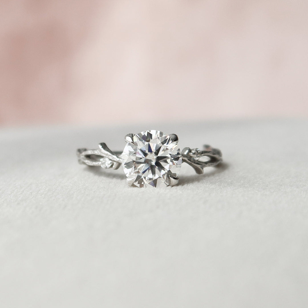 1.50CT Round Cut Twig Branch Moissanite Engagement Ring