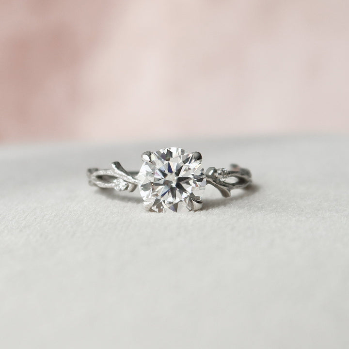 1.50CT Round Cut Twig Branch Moissanite Engagement Ring