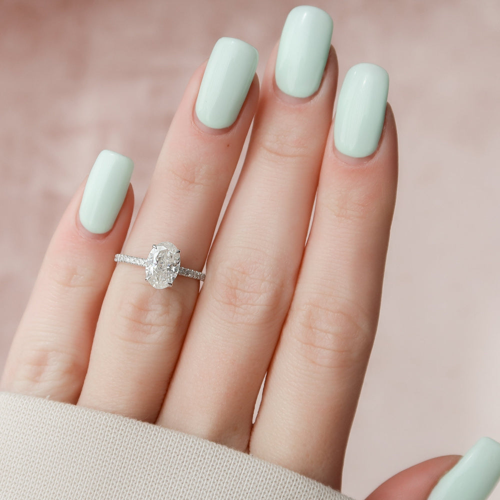 1.50CT Oval Cut Hidden Halo Moissanite Engagement Ring