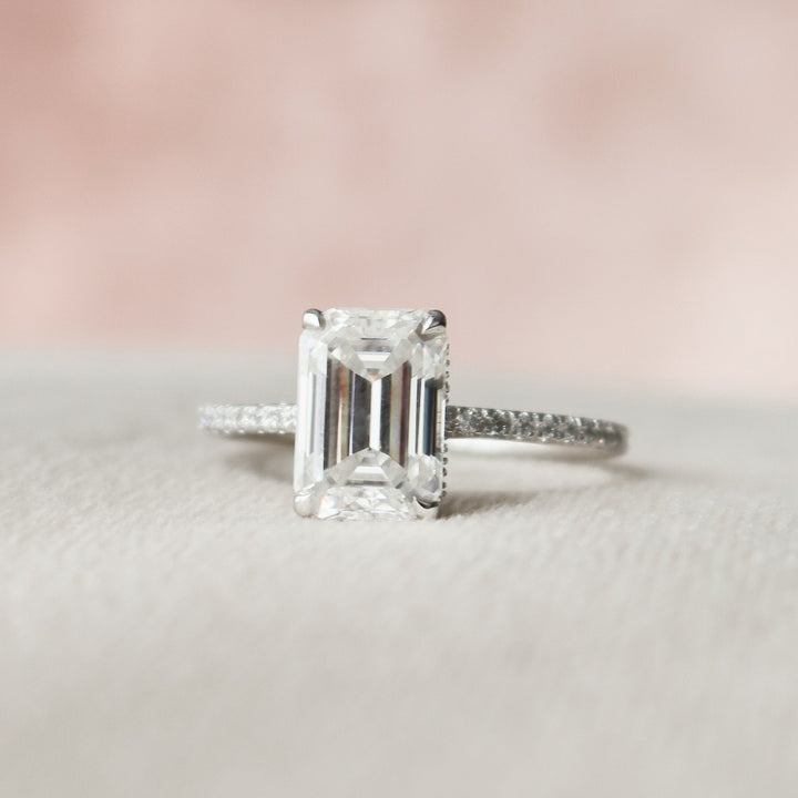 3 CT Emerald Cut  Moissanite Diamond Engagement Ring